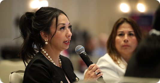 Attendee participating in the education conference program